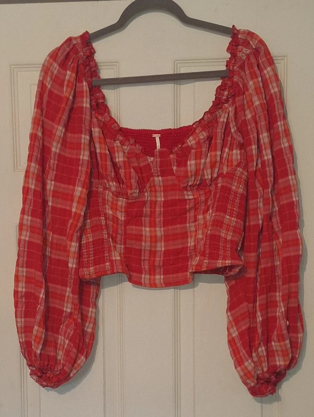Free People Cherry Bomb Plaid Blouse